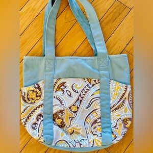 thirty-one Blue Teal Tote with Paisley Accent
